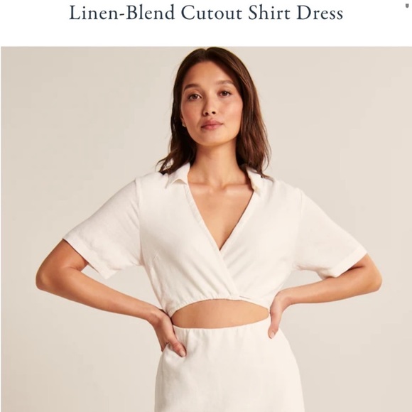 Abercrombie & Fitch Linen-Blend Cutout Shirt Dress BLOGGER'S FAVE! - Picture 2 of 16